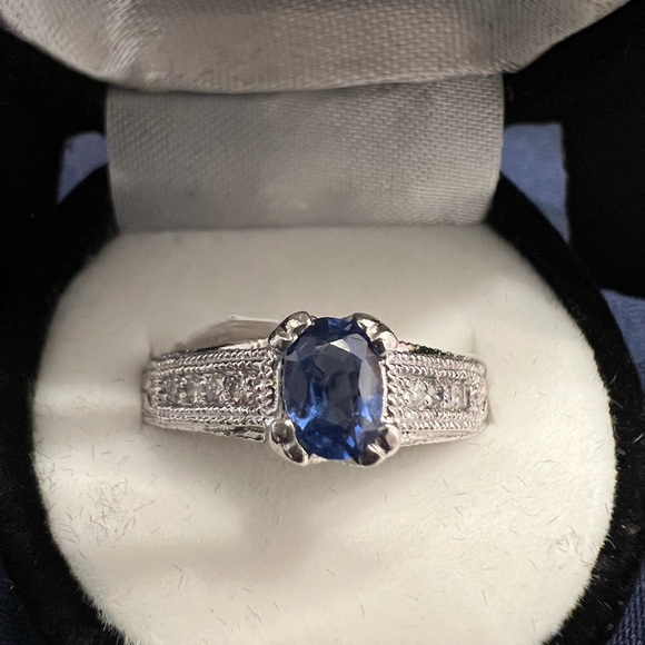 Jewelry - Elegant Platinum and Blue Sapphire Gemstone Ring